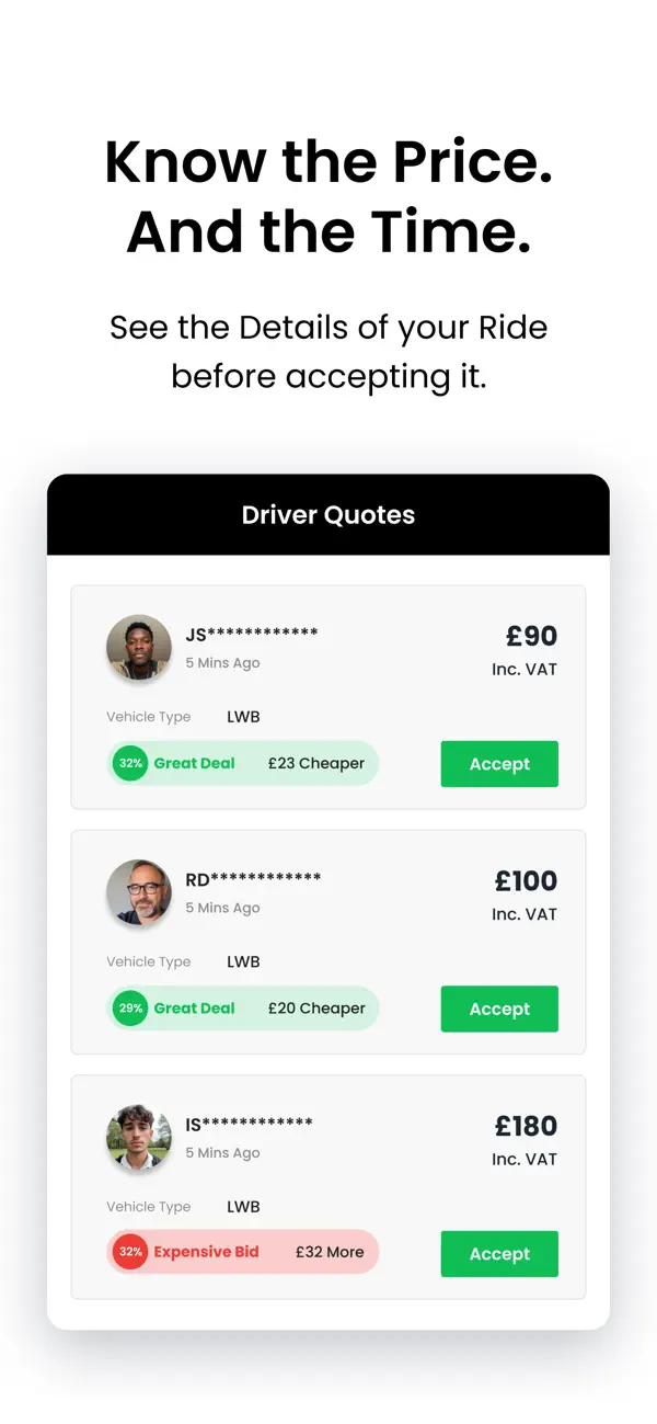 DropYou driver quotes screen